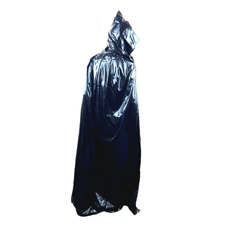 Attitude Studio Metallic Cape, Full Length Hooded Cloak Adult Costume - Black