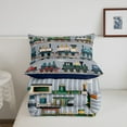 thumbnail image 4 of Train Comforter Set King Size Colorful Steam Engine Train Bedding Sets Cartoon Train Transportation Comforter with 2 Pillow Cases,Gray, Green, Blue, Yellow, White, 4 of 6
