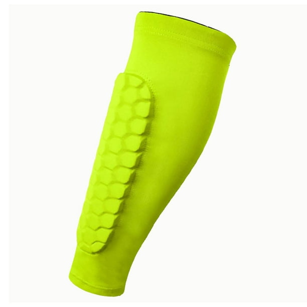 Mangas de pierna de fútbol, espinilleras de fútbol, calcetines de entrenamiento flexibles, compresión para pantorrillas amarillo fluorescente L