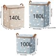thumbnail image 5 of LAICAIW Clothes Storage Bag Portable Non Woven Clothing Quilt Storage Bag Clothes Storage Box Folding Wardrobe Storage Container with Durable Handle Wardrobe Category Storage Box Baby Clothes (Blue, 5 of 5