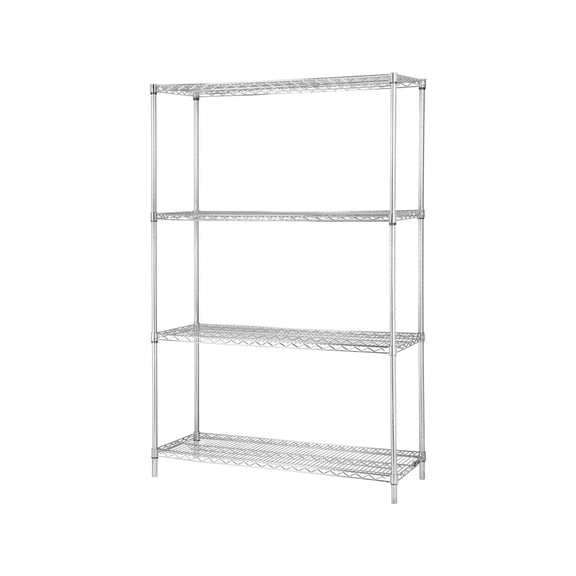 Lorell Industrial Chrome Wire Shelving Starter Kit 36" Width x 18" Depth - Steel - Chrome