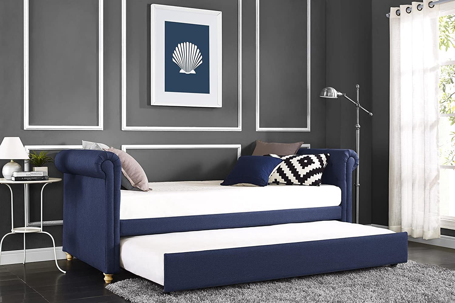 Sophia Upholstered Daybed Trundle, Twin, Navy