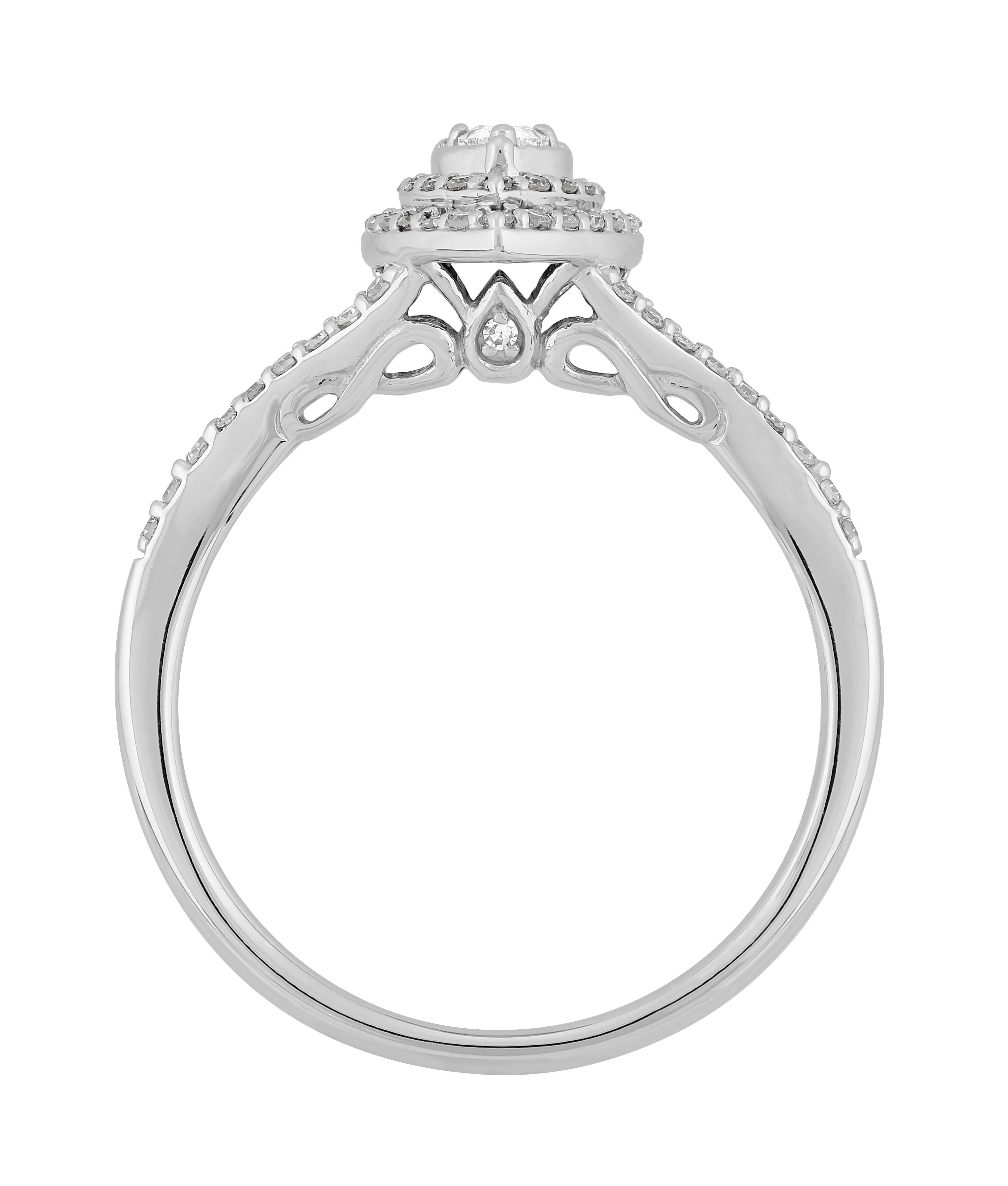 Forever Bride .33 CTTW Diamond Pear Engagement Ring in 10K White Gold, Size 7