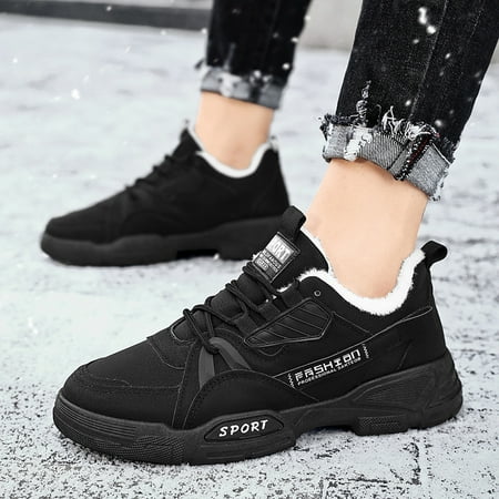 

Cathalem High Top Casual Shoes for Men Men Shoes Winter Plush Casual Men Shoes Warm Work Clothes Casual Shoes Shoes Black 7.5