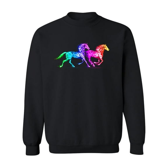 Horses On Multicolor Fire  Sweatshirt Men -Image by Shutterstock, Male Small