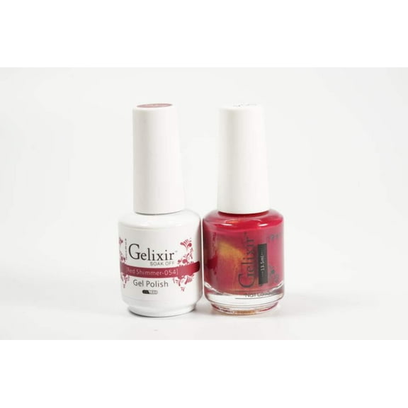 Gelixir Nail Polish Gel  Matching Lacquer Red Shimmer 1 PK #054