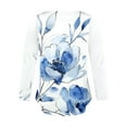 thumbnail image 5 of Uootdi Women's Tops Floral Print Long Sleeve Shirts for Women Gift V Neck Blouses with Decor Button Casual Loose Fit Trendy, 5 of 7