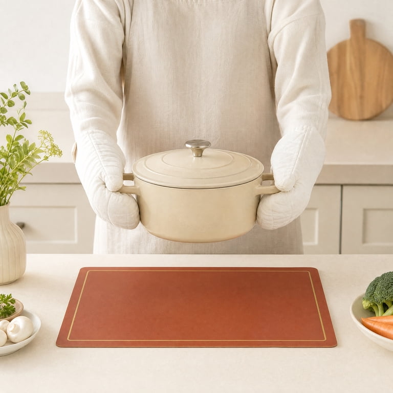 Unique Bargains 2 Pcs Rectangular Two Color Placemat Brown Gray ...