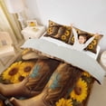 thumbnail image 3 of jejeloiu Vintage Western Cowboy Boot Duvet Cover Set Kids,Rustic Floral Sunflower Bedding Full For Men,Reversible,3 Pieces(No Comforter), 3 of 6