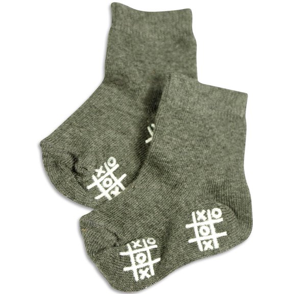 Tic Tac Toe - Little Girls' Anklet Sock 31816-X-Small (charcoal grey)