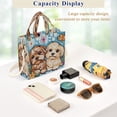 thumbnail image 4 of Corduroy Composite Fabric Tote Bag Magnetic Snap Large Capacity Crossbody Bag Beige Shoulder Strap Cute Dogs with Flowes, 4 of 8