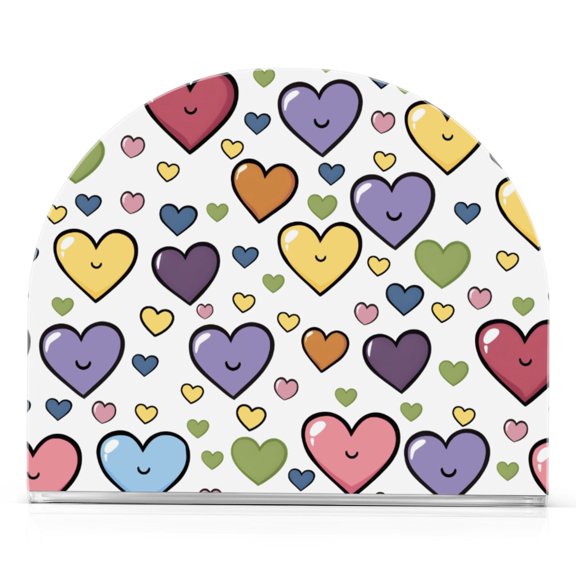Ryvnso with Cartoon Hearts Pattern Acrylic Napkin Holder for Table Paper Kitchen Cocktail Tissue Dispenser