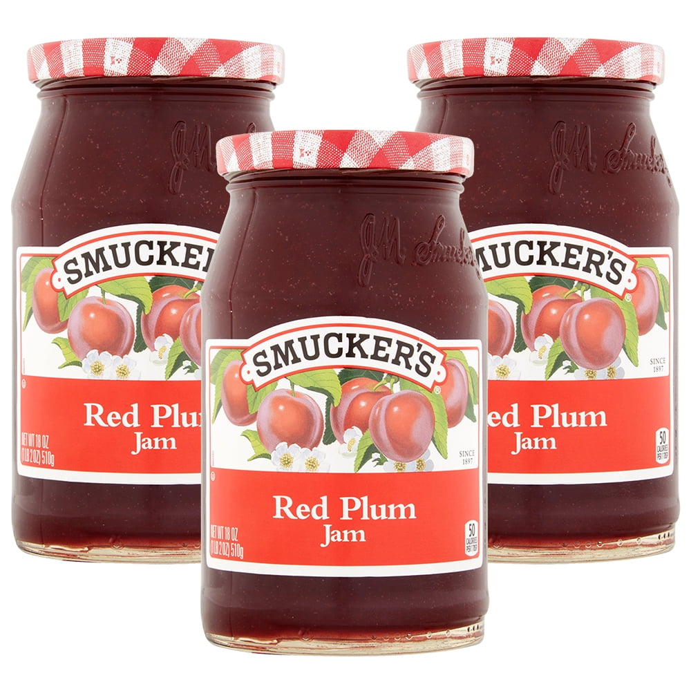 (3 Pack) Smucker's Red Plum Jam, 18 oz