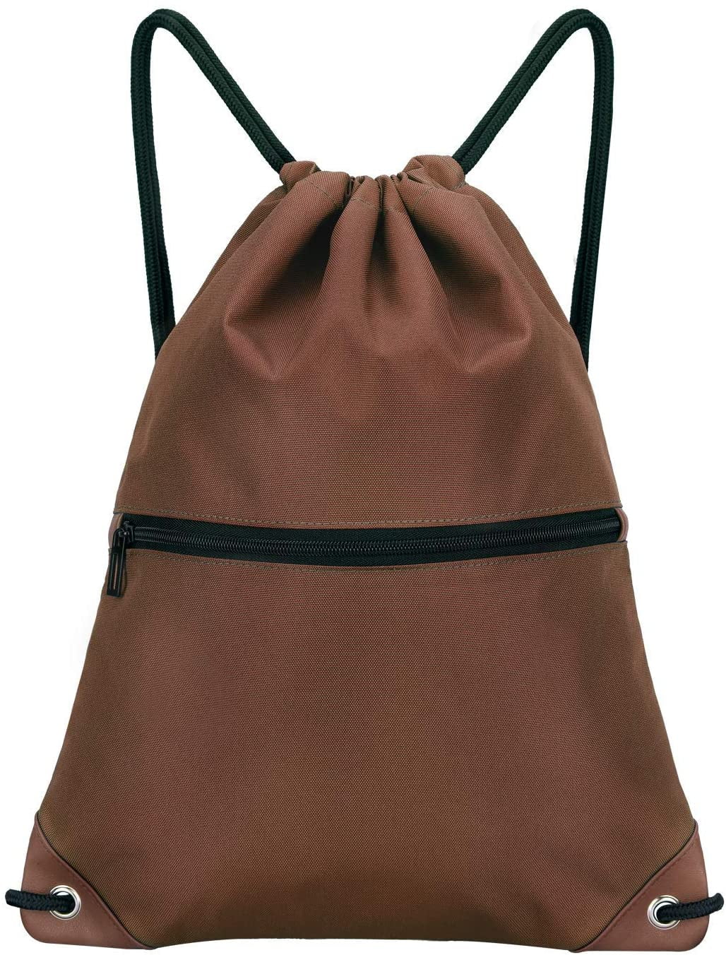 Drawstring Backpack Bulk String Bag Gym Sack Sports Sackpack with Zipper for Men Women Black&Orange, 2PCS