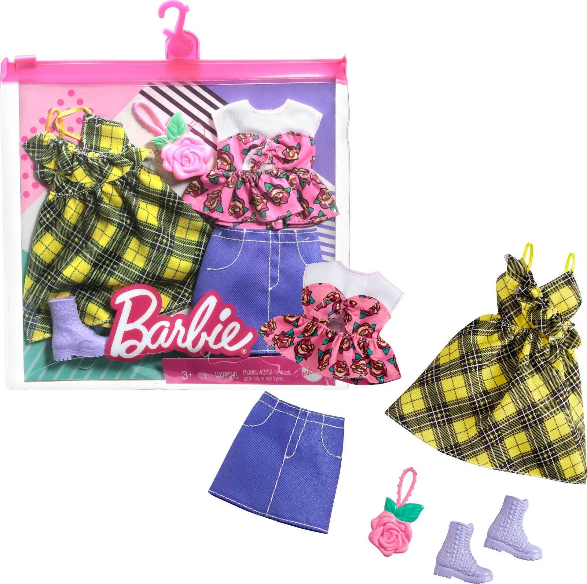 Details about   Barbie Animal Print Denim Ruffle Outfit Fashion Pack with Accessories 