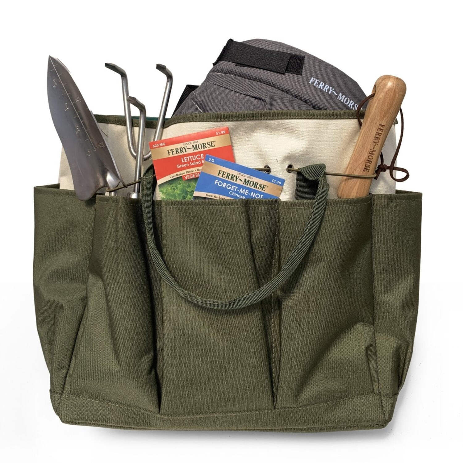 Ferry Morse Garden Tool Bag, 8 Pockets Gardening Bag, Heavy Duty Tote Caddy