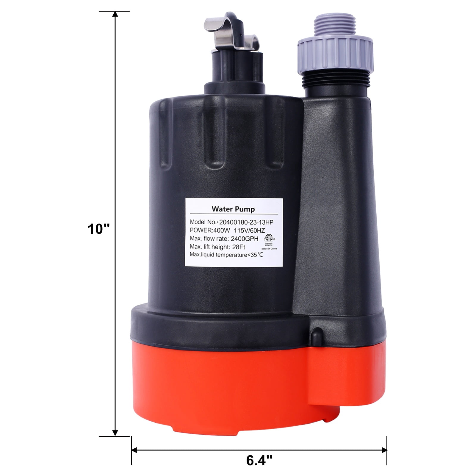 1/3HP 2500GPH Submersible Water Pump, Heavy Duty Thermoplastic Utility Pump with 10ft Cord for Sump, Pool, Floods
