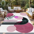 thumbnail image 2 of Boho Middle Century Outdoor Rug 5x8 Ft - Reversible Patio Rug Outdoor Camping Rugs, Abstract Pink Geometric Botanical Washable Indoor Outdoor Area Rugs, Non-Slip Outdoor Carpet Runner for Deck/Porch, 2 of 8