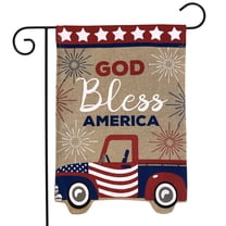 Briarwood Lane Patriotic Truck Burlap Garden Flag