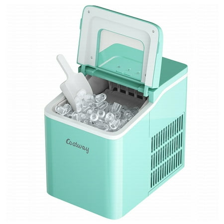Costway - Portable Ice Maker Machine Countertop 26Lbs/24H Self-cleaning w/ Scoop - Green