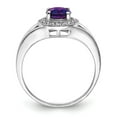 thumbnail image 2 of White Sterling Silver Ring Band Gemstone (02) February Amethyst Round Purple Diamond, 2 of 4