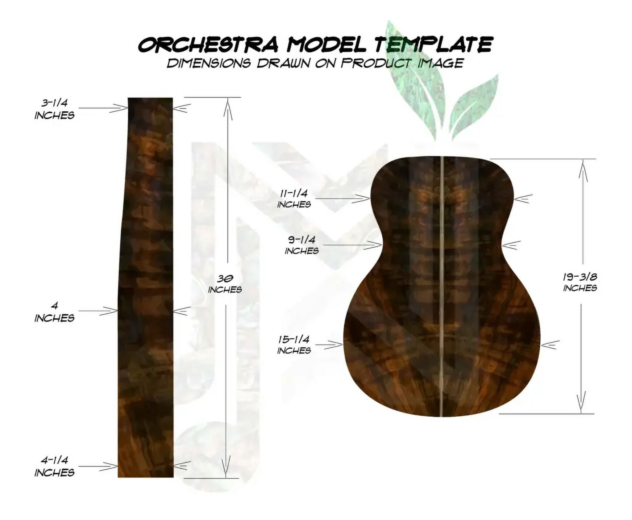 Mexican Cocobolo Acoustic Guitar Back and Sides Orchestra Model (OM) Set – MCOM000114-3.4