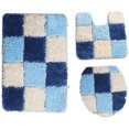 thumbnail image 2 of Bath Mat Fashion Lattice Soft Non Slip Bathroom Rug 3 Piece Sets Including Bath Mat Pedestal Mat and Toilet Seat Cover Blue, 2 of 7