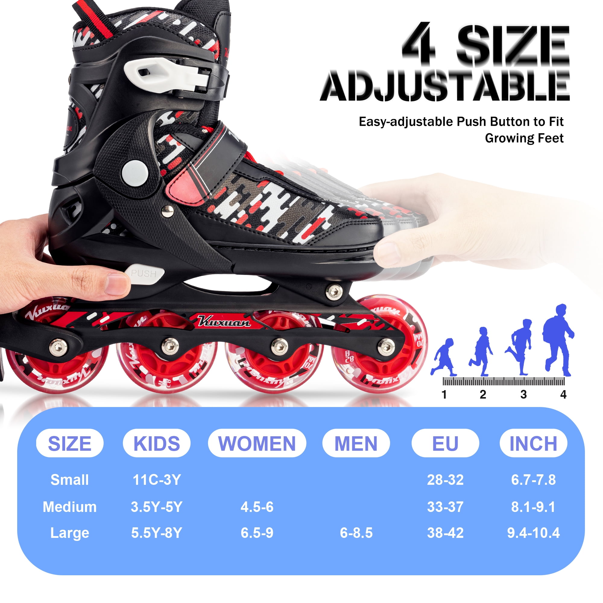 Adjustable Inline Skates for Kids Boys Girls Women Beginner Fun Illuminating Outdoor Skates