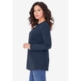 thumbnail image 3 of Roaman's Women's Plus Size Ultimate Cotton Crewneck Long Sleeve Tee, 3 of 6