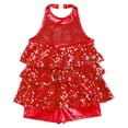 thumbnail image 4 of Eandarui Girls Shiny Sequins Ballet Dance Costume Latin Jazz Performance Dancewear Red 10, 4 of 6