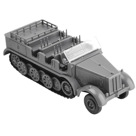 Modèle de Véhicule 4D Demi-Chenillé à l'Échelle 1/72 WWII Sd.Kfz.7, Chasseur en Plastique, Modèle Militaire en Plastique pour Jouets de Collection (Kit Non Assemblé)