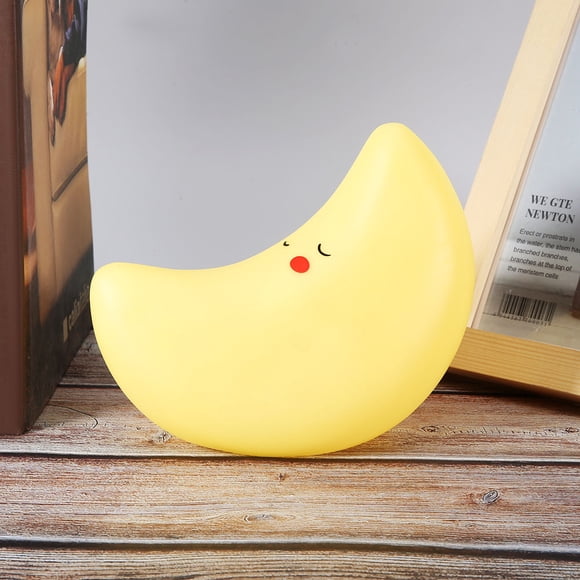 Lumière de Nuit de Lune Jaune, Veilleuse, Lampe de Nuit Unique en Silicone Silicone, pour la Salle de Bain d'Anniversaire des Enfants de Fête Jaune