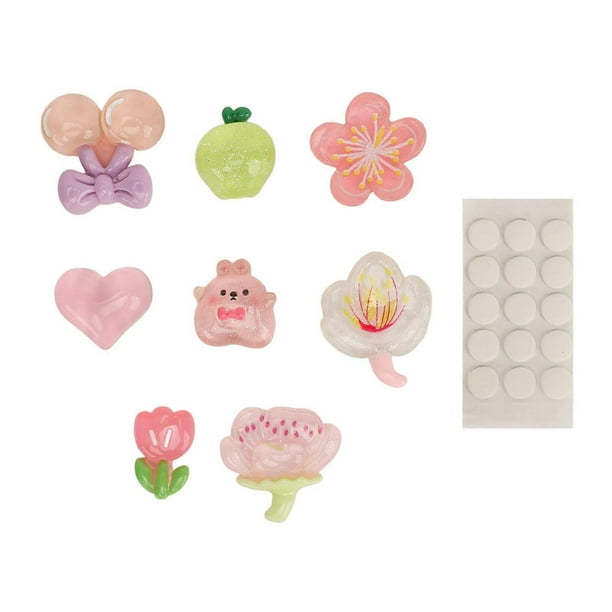 8PCS 3D Cute Stickers Resin Cartoon Cute Craft Stickers for DIY Handcraft Photo Album Phone Case Laptop Refrigerator Transparent Flower