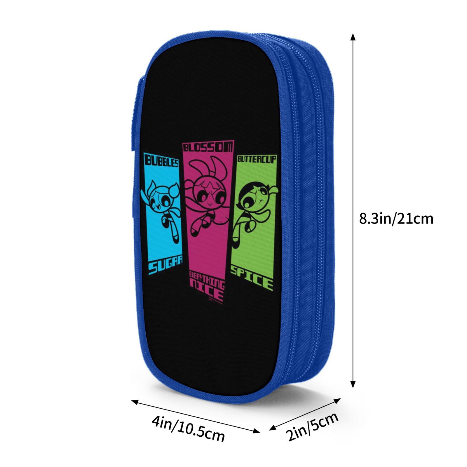 The Powerpuff Gi-rls Pencil Case Large Capacity Pencil Pouch Penbag Office Stationery Organizer Travel Makeup Bag Blue