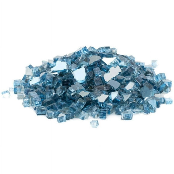 Dragon Glass 0.50" Sky Blue Reflective Fire Glass, 10 lb