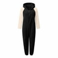 thumbnail image 5 of JGGSPWM Womens Fleece Onesie Pajamas Jumpsuit Warm Sherpa Romper Sleepwear Soft Comfy Zipper Hooded Playsuit Loungewear Black XXL, 5 of 6