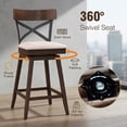 thumbnail image 5 of Topcobe Set of 2 25" Wooden Swivel Bar Stools with Cushioned Seat and Open X Back, Bar Stools for Pub Bistro Kitchen Dining, Beige, 5 of 8