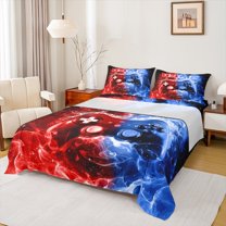 Castle Fairy 4-Piece King Sheet Set - Teens Blue Red Gamepads Galaxy Video Game Luxury