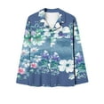 thumbnail image 3 of Guluxicc Lounge Sets for Women 2 Piece Floral Button Down Shirts and Wide Leg Pants Pullover Pajamas Sleepwear Pjs Set Outfits, Blue, 2XL, 3 of 4