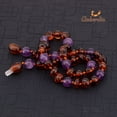 thumbnail image 3 of Amberalia knotted Baltic Amber Necklace with Amethyst, GIA Certificated - for natural remedies - Boost immune System - Cognac-Amethyst 12.5”, 3 of 7