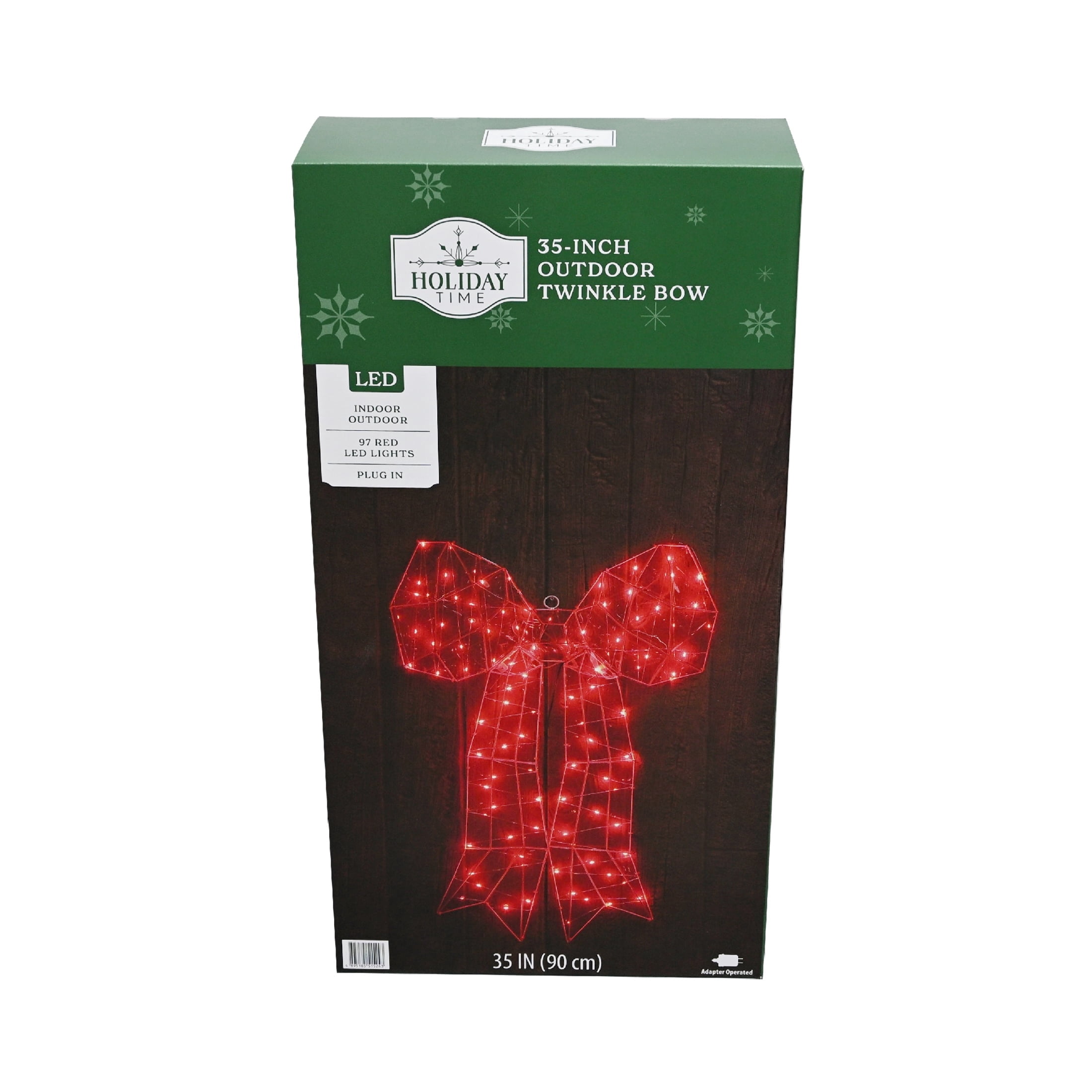 Indoor/Outdoor Twinkle Bow Christmas Decoration with 97 LED Lights, Red, 35", by Holiday Time