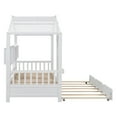 thumbnail image 6 of Bellemave Twin House Bed with Trundle and Storage Shelves, Wood Twin Size Montessori Bed Frame with Roof and Window, Playhouse Bed for Bedroom（White), 6 of 9