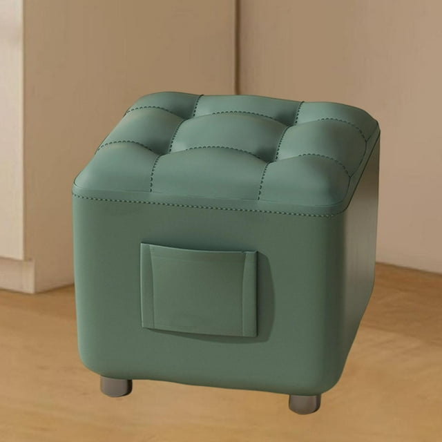 Reposapiés cuadrado pequeño, reposapiés, otomano, taburete de ocio, puf estable, reposapiés para entrada, dormitorio, interior Verde
