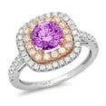 thumbnail image 2 of 1.615 ct Round Cut Simulated Alexandrite Solitaire with Accents Engagement Ring for Women in 18K White/Rose Gold, 2 of 2