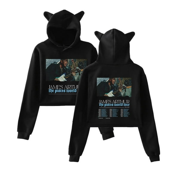 James Arthur Cat Ear Fashion Trendy Women's Short Hoodie Sportswear