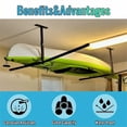 thumbnail image 5 of HECASA 2 Kayak Canoes Ceiling Storage Rack Adjustable SUP & Surf Hi Port Mount Overhead Garage Hanger Frame, 5 of 11