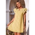 thumbnail image 4 of Women's Short Sleeve Floral Ruffle Smocked Mini Dresses Neck Burnout Sundress Dress for Casual Summer Yellow XXL, 4 of 9
