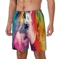 thumbnail image 1 of Balery Watercolor White Horse Bañador para hombre, shorts de playa de secado rápido con entrepierna y forro de compresión-Large, 1 of 6