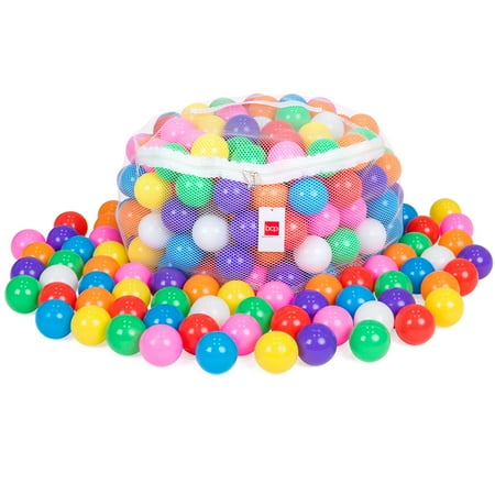 - Best Choice Products Pack of 200 Kids BPA-Free Soft Plastic Pit Balls w/ 8 Colors, Zipper Mesh Storage Bag - Multicolor