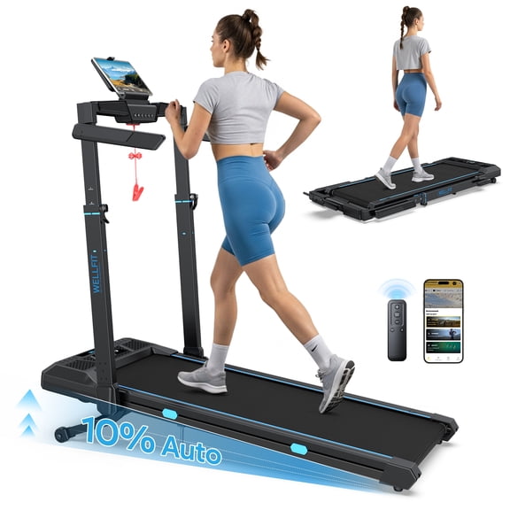 YZRUN Treadmill with Auto Incline, Foldable Treadmills for Home with Adjustable Height, Under Desk Walking Pad, 350 LBS Capacity
